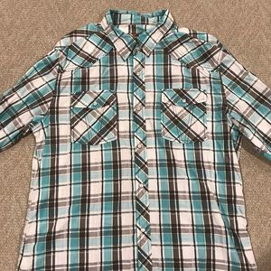 BKE long sleeve plaid button up.  Snap buttons